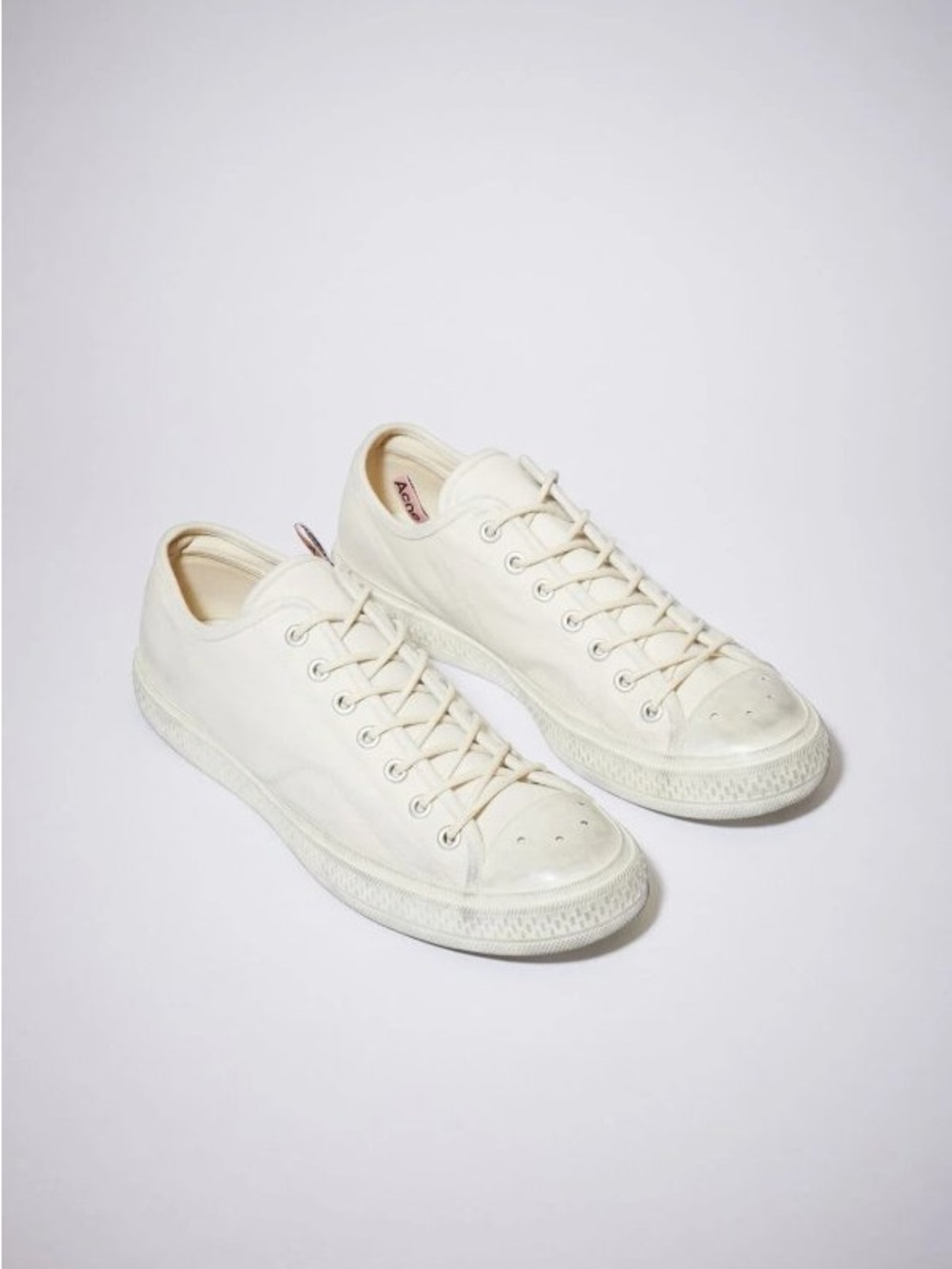 Acne Off-White Low-Top Canvas Sneakers